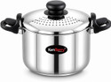 KenBerry Rice / Pasta Cooking Pot with Strainer Lid | Multipurpose Cooking Pot 20 cm diameter 3 L capacity with Lid (Stainless Steel, Induction Bottom)