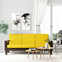 Kendalwood Furniture Solid Wood 3 Seater Wooden Sofa set for living Room Furniture Fabric 3 Seater Sofa