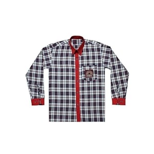 kendriya vidyalaya school uniform shirt full sleeve blue-white plaid with red trim regular-fit