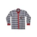 Kendriya Vidyalaya School Uniform Shirt, Full Sleeve, Blue-White Plaid with Red Trim Regular-Fit