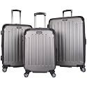Kenneth Cole REACTION Renegade Luggage Expandable 8-Wheel Spinner Lightweight Hardside Suitcase, Silver, 3-Piece Set (20"/24"/28")