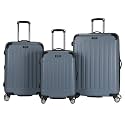 Kenneth Cole REACTION Renegade Luggage Expandable 8-Wheel Spinner Lightweight Hardside Suitcase, Granite Blue, 3-Piece Set (20"/24"/28")