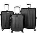 Kenneth Cole REACTION Renegade Luggage Expandable 8-Wheel Spinner Lightweight Hardside Suitcase, Black, 3-Piece Set (20"/24"/28")