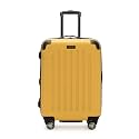 Kenneth Cole REACTION Renegade Luggage Expandable 8-Wheel Spinner Lightweight Hardside Suitcase, Honey Butter, 24-Inch Checked