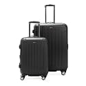 Kenneth Cole REACTION Renegade Luggage Expandable 8-Wheel Spinner Lightweight Hardside Suitcase, Black, 2-Piece Set (20"/28")