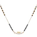 KENNICE Mangalsutra Arrow in Heart Love Pendant American Diamond Gold-Plated Tanmaniya Nallapusalu For Women