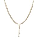KENNICE Mangalsutra Gold Plated Americal Diamond Embedded Drop Fringed Style Gold Plated Chain Tanmaniya Nallapusalu Jewellery for Women
