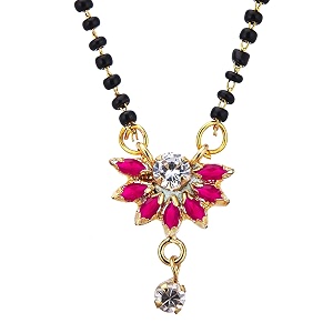 kennice mangalsutra gold plated drop flower shaped cz stone tanmaniya nallapusalu black bead pearl jewellery for women