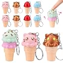 Kenning 10 Pcs Ice Cream Cone Clicker Fidget Keychain 3D Printed Fidget Toy