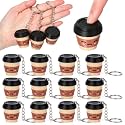 Kenning 12 Pcs Coffee Cup Clicker Fidget Keychains Bulk 3D Fidget Toy