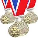 Kenning 20 Pcs 2'' Gold Medals for Awards Bulk Gold Winner Medals with Neck Ribbons Metal Trophy Award Prize Gift for School Student Graduation Education Participation Competition