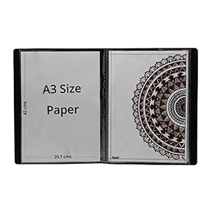 keny display file  artist file  clear leaves  best for a3 size paper  10 folders  black - 891a3-10f black