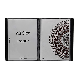 keny display file46x36cm - 40 folders eco-friendly file - stores up to 100-150 papers  ideal for a3 size paper297x42cm black colour