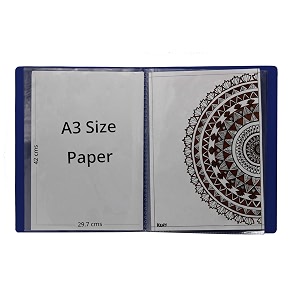 keny display file46x36cm - 40 folders eco-friendly file - stores up to 100-150 papers  ideal for a3 size paper297x42cm blue colour