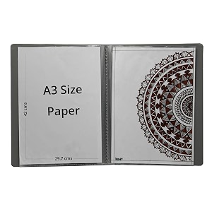 keny display file  artist file  clear leaves  best for a3 size paper  10 folders  grey - 891a3-10f grey