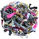 Kenz Laurenz 100 Hair Ties No Crease Ribbon Elastics Ouchless Ponytail Holders Hair Bands (100 Hair Ties-Mixed Prints & Solids)