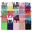 Kenz Laurenz 100 Hair Ties No Crease Ribbon Elastics Ouchless Ponytail Holders Hair Bands (100 Hair Ties-Solids)