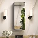Keonjinn 15"x36" Black Narrow Medicine Cabinet with Mirror, Stainless Steel