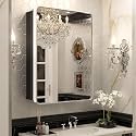 Keonjinn 24"x32" Chrome Medicine Cabinets with Mirror, Adjustable Shelves