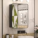 Keonjinn 20" x 26" Black Medicine Cabinet with Mirror, Adjustable Shelves