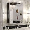 Keonjinn 20"x26" Chrome Recessed Medicine Cabinets for Bathroom with Mirror