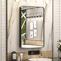 Keonjinn 20"x32" Recessed Medicine Cabinet with Mirror, Black Framed
