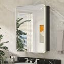 Keonjinn 24"x32" Brushed Nickel Medicine Cabinet with Mirror, Soft Closing
