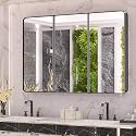Keonjinn 48"x32" Large Black Medicine Cabinets Mirror, Recessed Recommended