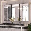 Keonjinn 60"x32" Black Recessed Medicine Cabinet with Mirror, Oversized