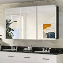 Keonjinn 60"x32" Brushed Nickel Recessed Medicine Cabinet Mirror, Oversized