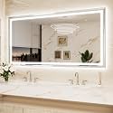 Keonjinn 72x36 Inch Nickel LED Bathroom Mirror