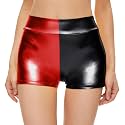 Kepblom Womens Metallic Booty Shorts High Waisted Shiny Rave Bottoms for Dance Festival Costumes