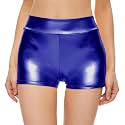 Kepblom Womens Metallic Booty Shorts High Waisted Shiny Rave Bottoms for Dance Festival Costumes