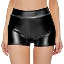 Kepblom Womens Metallic Booty Shorts High Waisted Shiny Rave Bottoms for Dance Festival Costumes