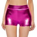 Kepblom Womens Metallic Booty Shorts High Waisted Shiny Rave Bottoms for Dance Festival Costumes