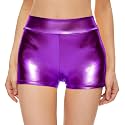 Kepblom Womens Metallic Booty Shorts High Waisted Shiny Rave Bottoms for Dance Festival Costumes