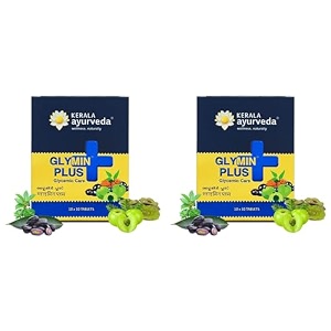 kerala ayurveda glymin plus 100 tablets for managing blood sugar levels  healthy glucose metabolism  with amla turmeric giloy and jamun x pack of 2