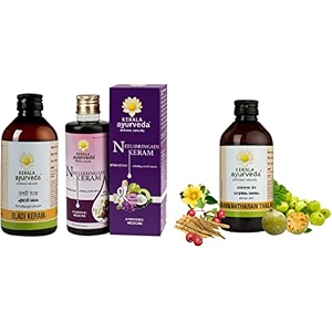 kerala ayurveda neelibringadi keram liquid - 200 ml amp kerala ayurveda dhanwantharam thailam 200 ml amp kerala ayurveda eladi keram 200 ml