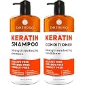 Keratin Shampoo and Conditioner Set - Sulfate Free and Paraben Free - Salon Thickening Treatment for Dry, Damaged, Curly, Frizzy, Straight or Color Treated Hair - Anti Frizz Formula for Women and Men