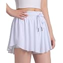 KEREDA Girls Flowy Butterfly Shorts 2-in-1 Kids Preppy Athletic Clothes