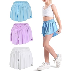 kereda girls flowy shortsyouthtoddler butterfly shorts with spandex liner 2-in-1 for runningsportsathleticfitnesstennis