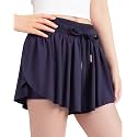 KEREDA Girls Flowy Shorts,Youth/Toddler Butterfly Shorts with Spandex Liner 2-in-1 for Running,Sports,Athletic,Fitness,Tennis