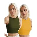 KERI PERRY Tops for Women Crop Top for Women's Tank Activewear Tee Sports Western Casual Cotton Camisole Pack of 2 Combo