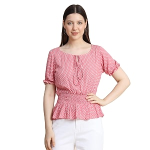 KERI PERRY Womens Baby Pink Crepe Polka