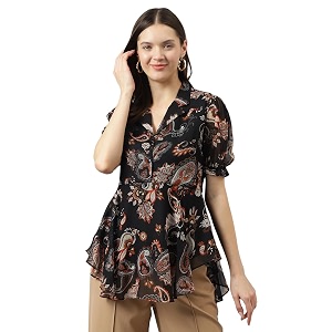 KERI PERRY Womens Light Blue Georgette Floral