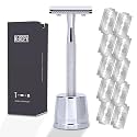 Keropy Safety Razor with Stand, Glossy Silver