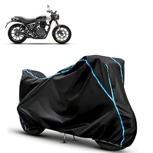 kerwa waterproof bike cover compatible with royal enfield hunter 350  dust proof uv-resistant all-weather protection bike body cover windproof elastic bottom