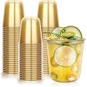 KesaPlan 100Pcs 12oz Gold Plastic Party Cups, Disposable Wine Cocktail Cups