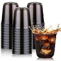 KesaPlan 50Pcs 12oz Black Plastic Party Cups, Disposable Wine Cocktail Cups