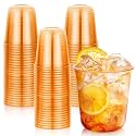 KesaPlan 50Pcs 12oz Orange Plastic Party Cup, Disposable Wine Cocktail Cup